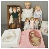 8 collectors dolls, etc. & Beatrix Potter tea set