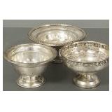 3 weighted sterling silver footed bowls- 6'D