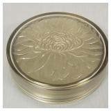 Deco Lalique style covered powder box- 5 1/4'D