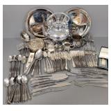 Group silverplate items, flatware, sterling