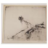 Wallis Tittle signed nude etching- 13 3/4'H x