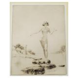 Nat Long signed etching 'Stepping Stones'-