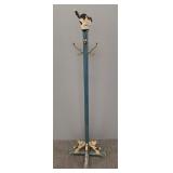 Folk Art wooden coat tree with cat & dogs- 64'H