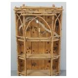 Twig wooden wall shelf w/ decoration-