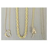 Group 14k & 10k gold chain necklaces, bracelet &