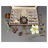 Gp vintage, etc. costume jewelry in case