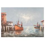 Florence signed large oil painting on canvas-