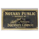 Antique brass St. Paul Mercury Co. notary plaque-