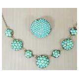 Antique 800 silver & cabochon turquoise necklace &