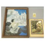 3 vintage Maxfield Parrish items incl 2 prints &