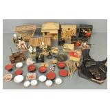 Group vintage, etc Japanese dolls, doll furniture,