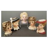 5 asst. vintage head vases incl Lucy all as seen-