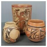 3 Southwest, etc. pots incl 2 signed, etc.- 6 1/4'