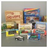 13 assorted diecast model cars, etc in boxes incl