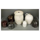 7 asst. antique stoneware jugs, one 3 gal red wing