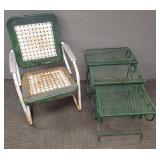 4 pcs vintage, etc metal patio furniture: 3 chairs