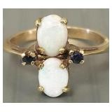 14k gold vintage ring s/w opal & sapphire- 3.0g,