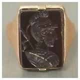 Tested 10K gold intaglio ring- 5.4g; size 8