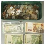 Large group assorted foreign coins