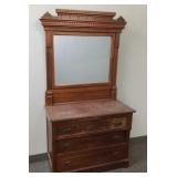 Antique Victorian walnut marble dresser w/ mirror