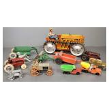 Gp vintage farm toys incl cast iron tractors, tin