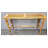 Unusual oak slatted console table- 30'H 53'W 13'D
