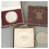 2 foreign silver coins- 60 grams total