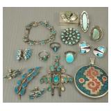 Group sterling Southwest jewelry s/w turquoise