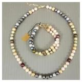 2 pcs colored cultured pearl & 14K gold jewelry