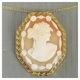 14K gold cameo pendant brooch on gold filled