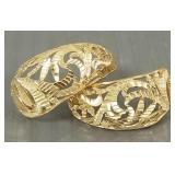 14K gold bright cut open work earrings- 5.3g (no
