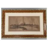 Antique A. Duscher pencil signed etching in