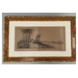 Antique A. Duscher pencil signed etching in
