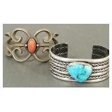 2 Southwest sterling silver cuff bracelets- 1 s/w