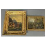 2 early oil paintings (as seen- paint loss, frame