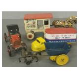 4 vintage tin litho toys incl Toylands Milk,