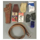 Gp pistol grips, leather holster, etc