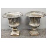 2 vintage cast iron urns 14'H