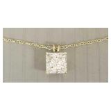 14K gold pendant necklace s/w cz 2.1g; 18' chain