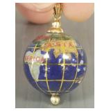 14K gold & inlaid stone globe charm- 8.1g; 1 1/4'