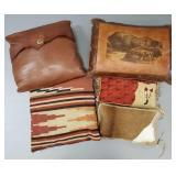 5 Asst accent pillows- some leather- largest 20'x