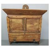 Small antique primitive wall cabinet w/ sliding