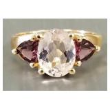 14K gold ring s/w 3 colored stones- 3.7g; size