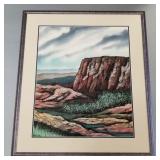 Bowen (Dorothy) signed batik on silk 'Desert