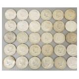 30- 40% silver Kennedy 1/2 dollars