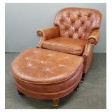 Leathercraft leather tufted club chair & ottoman w