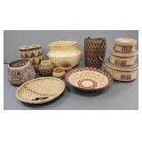 Group assorted hand woven baskets incl Southwest