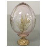 Modern etched signed Faberge 0136 glass egg-