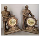 2 vintage FDR 'Man of the Hour' figural clocks-