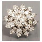 14K white gold Hallmark diamond cluster ring-